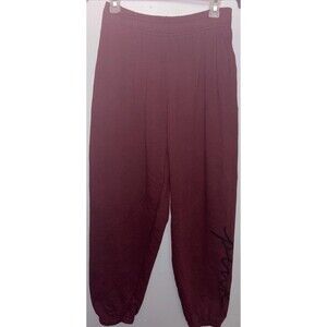 Victoria's Secret PINK Red Wine Color Fleece Campus Sweatpants Size Small